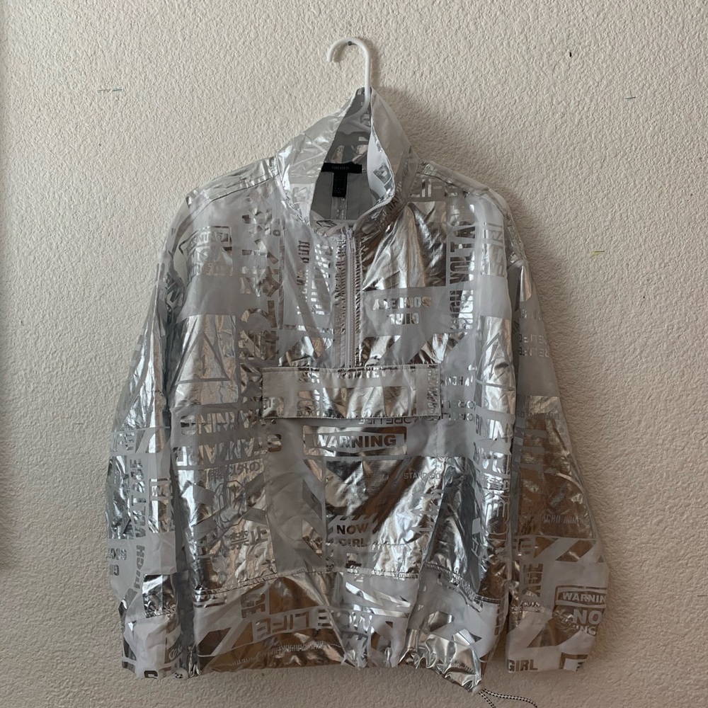 Forever21 Half Zip Holographic Wind Breaker